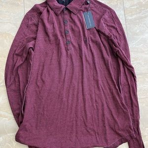 John Varvatos Striped Peace Long Sleeve Polo